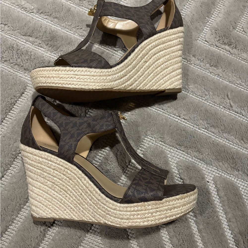 Michael Kors Dark Brown Wedge Sandals - Picture 5 of 5